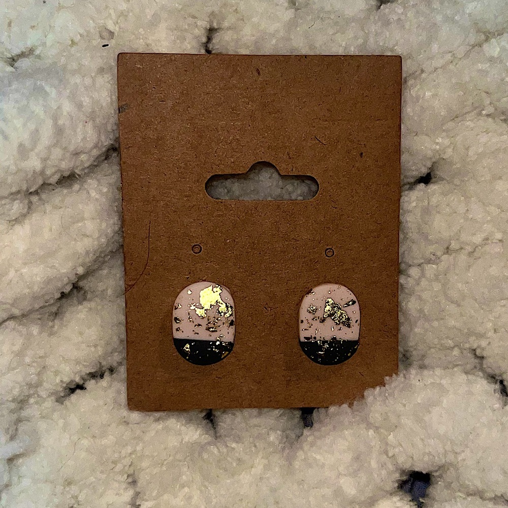 Handmade polymer clay boho gold flake earrings